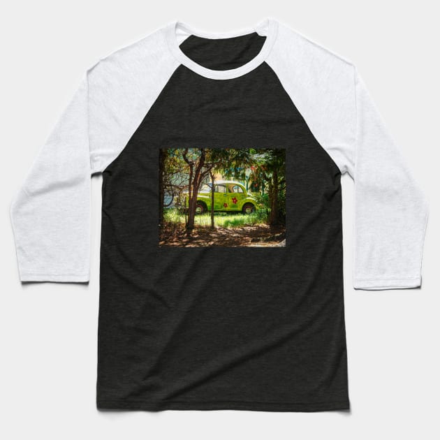 Magic Morris. Hippy Car. Baseball T-Shirt by Stus Road Trips